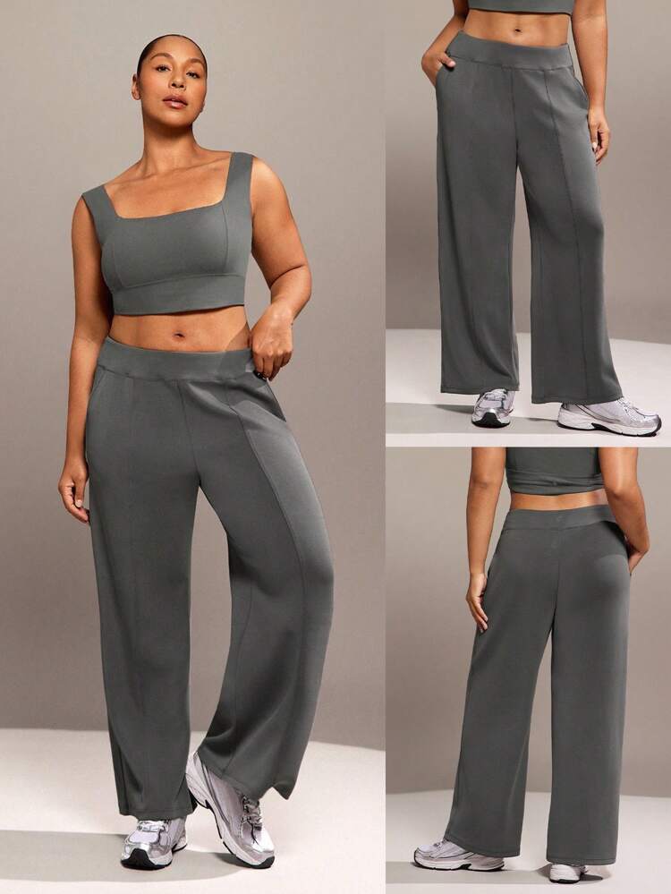 Pantaloni casual quotidiani in modal di taglia comoda, con vita regolabile con laccetto, e tasche laterali