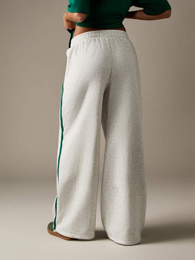 MISSGUIDED Lounge Wide Leg Track And Field Classic Drawstring Stripe Side Sweatpants Varsity Retro Style Fall Winter Loungewear Athleisure Jogger Bottoms