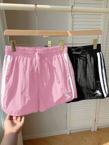 Comfortcana Quần short thể thao thêu sọc hai tông màu thoải mái mùa hè - Nhiều màu - Xem 7