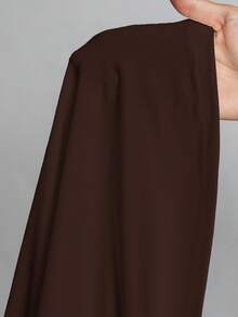 SHEIN Tall 簡單純色修身高領棕色上衣，適合秋冬，高個女性穿著 - 棕色 - 查看 9