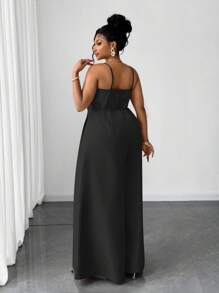 Maweii 大码夏季时尚前扣连体裤 - 黑色 - 查看 3