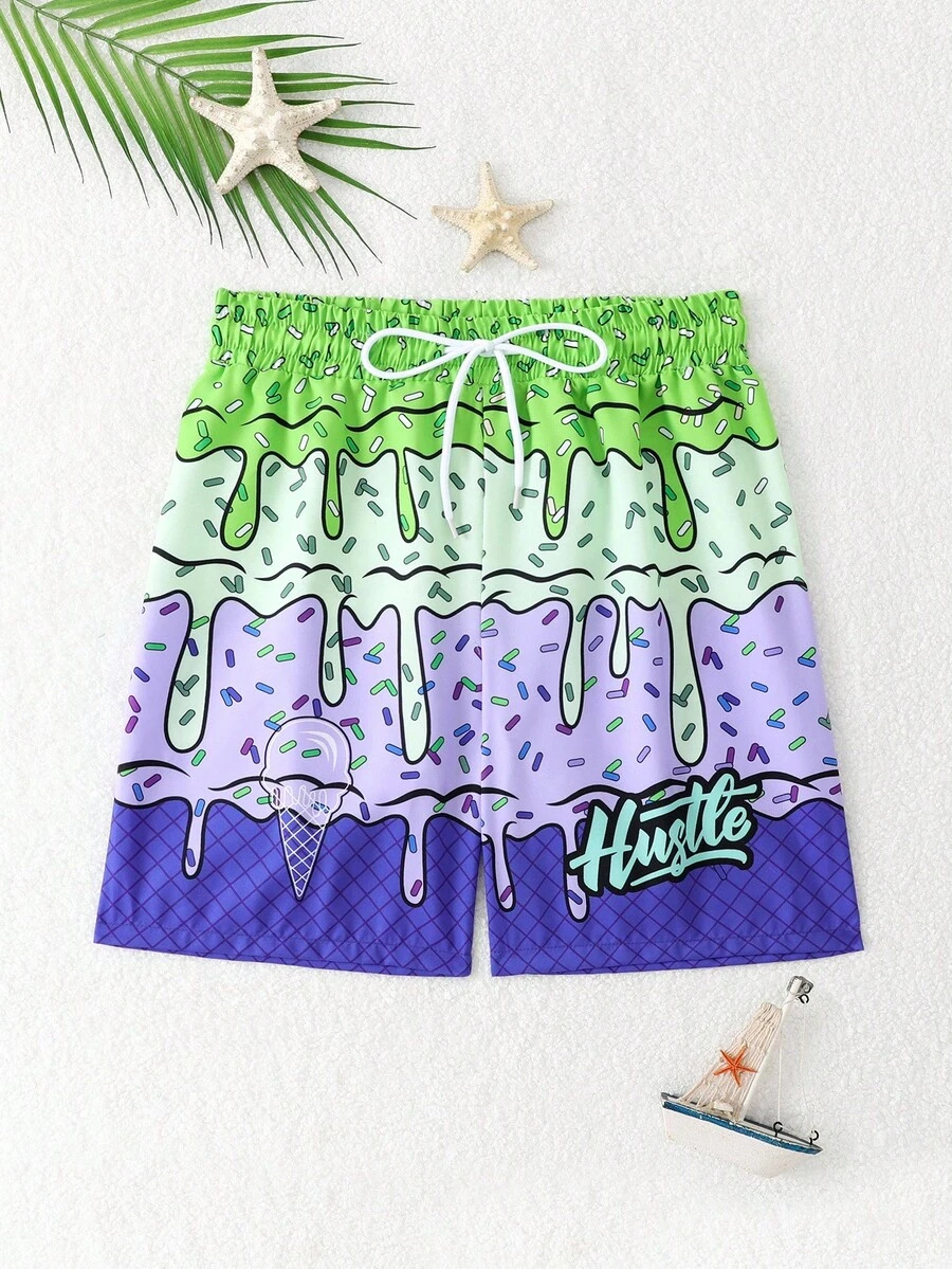 Boys' Single Piece Beach Shorts, Printed