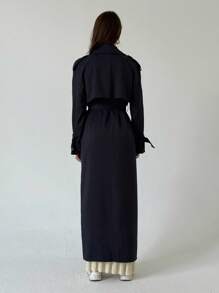 Aloruh Casual Fashion Versatile Commuting Minimalist Women Trench Coats In Fall/Winter - Black - View 2