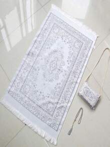 SHEIN 3 件套中东风格印花地毯套装，配有手提袋和流苏装饰，轻便、舒适、防滑地毯 - 彩色 - 查看 14