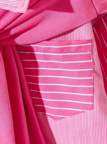 SHEIN Explorewe 2件套年轻女孩休闲条纹印花长袖开衫衬衫+玫红色披肩，秋冬 - 玫紅色 - 查看 7