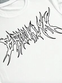 Manfinity EMRG Men's Casual Loose Fit Round Neck Short Sleeve T-Shirt With Creative Letter Graphic, 2000s Style