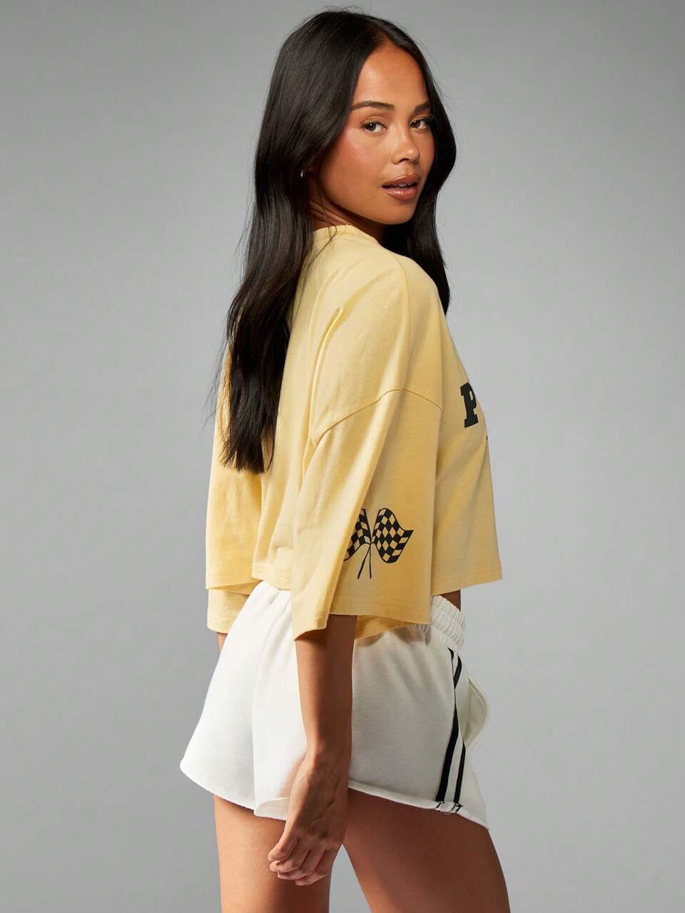Missguided x Playboy Oversized Racing Club Crop Top Cotton Blend Motor Cross Tshirt Classic Number 53 Custom Design Checkered Flag Racing Collection Summer Festival