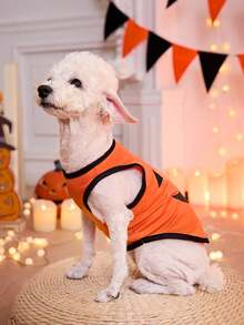 PETSIN Wansheng Style Orange Pumpkin Smiling Face Pattern Cat And Dog Wearable Tank New Item, For Halloween Party