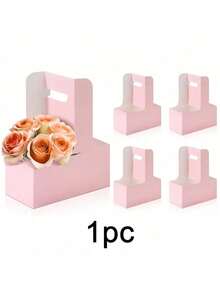 Brown&Pink Kraft Paper Flower Bouquet Gift Bags Paper Material, Handle Drink Carrier For 2 Cup Floral Wrap Packing Box Paper Holder Basket - Perfect For Valentine's, Mother's Day & Wedding Decorations, Birthday Gifts For Men, Valentine Box, Men Gift Box, Gift For Man, Gift Bags Bulk, Blue Gift Bag, Valentines, Valentine's Day, Valentines Gifts, For Mother's Day, Bridesmaid Gifts, Graduation Gifts, Birthday Gifts, Wedding Gifts,Birthday,Bride,Wedding