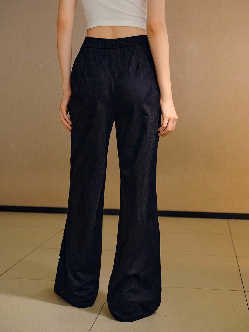 SUEDETTE EMBROIDERY PANTS