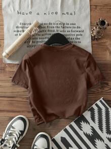 SHEIN Leap Crew 4 件套青少年女孩休闲复古淡紫色、复古奶油粉色、奶油白色、复古学院字母印花简约短袖圆领 T 恤，适合夏季