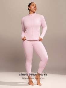 GLOWMODE Plus Size FeatherFit™ Slim Fit Thumbhole Jacket With Side Pockets Low Impact Yoga Pilates Studio Daily Casual Wear