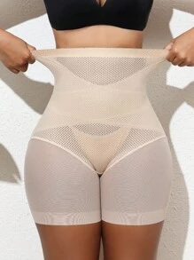 SHEIN Women's Fashionable & Comfortable Lace Patchwork Shapewear Bottom - Apricot - View 7