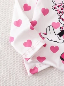 SHEIN Bow Print Black Long Sleeve Blouse For Baby Girls, Versatile Fashionable Elegant Outerwear - Hot Pink - View 3