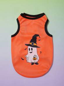 PETSIN 1 宠物橙色幽灵蝙蝠印花背心