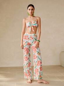 Swim Oasis 女士三件套高级印花比基尼泳装沙滩装套装 - 彩色 - 查看 7