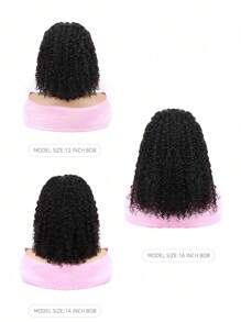 女性用kinky Curly Braided 13x4 Lace Front人髮假髮,鬆綁辮髮型編成的表現,bob Braided Lace Wig Knotless Braided Wigs 12-16inch Lace Wigs With Natural Baby Hair Human Hair Wigs - Natural Black - 查看 3