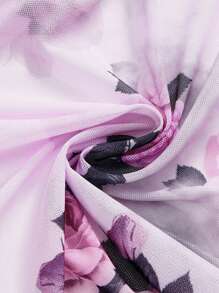 SHEIN Maternity Floral Print Elegant Long Sleeve Shirt - Pink - View 5