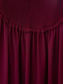 Aveloria Vestido de manga larga de gasa con pliegues y volantes en la cintura, de moda para el inicio del otoño para mujeres