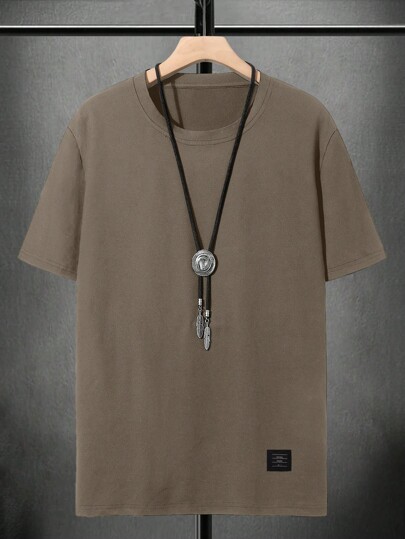 EGENSIO T-shirt décontracté ample à manches courtes, col rond, épaules tombantes, couleur unie, pour homme, été