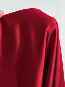 Viva Relle Elegant Slimming Fish Tail Hem Long Dress, Plus Size - Burgundy - View 7