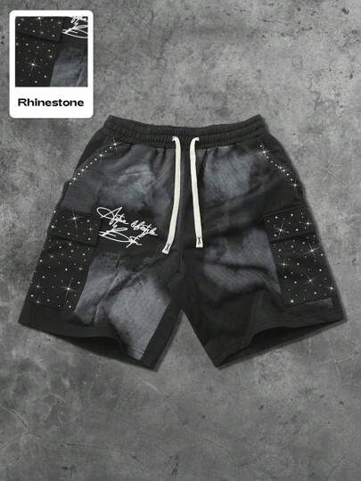 Street Life Short cargo imprimé américain avec ornements, style de rue pour hommes