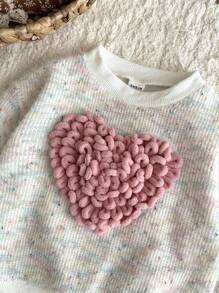 SHEIN Áo thun in hình trái tim dễ thương và quần denim thêu hình trái tim thời trang thu đông cho bé gái - Nhiều màu - Xem 6