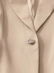 Franclia 女士卡其色修身西装外套，高端通勤都市套装，秋冬休闲装，春秋季女装，女式西装外套，女式西装外套套装，女式西装外套，职业装，女式套装，女式秋装，女式秋装，女式秋装，女式秋装，女式秋装，女式秋装，女式秋装，优雅时尚休闲通勤商务办公日常休闲百搭气质都市教师职业装 - 卡其色 - 查看 4