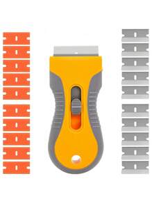 1set Razor Blade Scraper, Glass Scraper Scraping Tool With 10PCS Steel &10pcs Plastic Extra Blades For Removing Stickers, Papers, Food Residue, Paint, Glue From Oven, Window - Multicolor - View 7