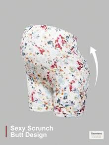 SHEIN Short de maternité imprimé floral, décontracté, fitness, entraînement - Multicolore - Voir 3