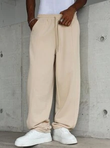 Manfinity Hypemode Quần nỉ nam cạp rút màu kaki đa năng, thoải mái - Màu Khaki - Xem 6