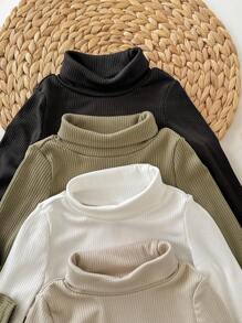 4 件套男婴宽松纯色高领保暖长袖针织毛衣，适合秋冬季休闲穿着、居家、户外、生日、婴儿洗礼、节日 - 彩色 - 查看 6