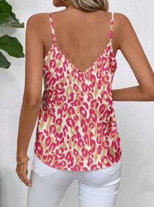 SHEIN Clasi Leopard Print Women's Tank Top, Suitable For Summer Suitable For Going Out,Halter Top - Hot Pink - View 2