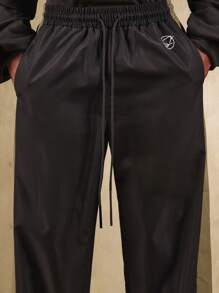 SUMWON Quần chạy bộ dáng rộng rãi, có sọc bên hông, cạp chun rút thoải mái, thời trang dạo phố thu đông - màu đen - Xem 6