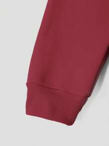 EURMUSE Áo nỉ có mũ trùm đầu in chữ cotton thông thường dành cho nam - Màu Đỏ Sâu - Xem 3