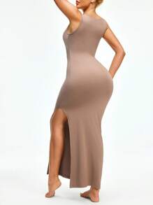 SHAPORA Women's Comfortable Fitted Camisole Dress Sleepwear EasyComfort Casual - Khaki - View 2