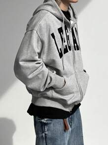 DAZY 男士超大字母刺绣休闲街头风卫衣运动衫，秋季连帽衫