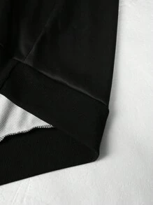 Manfinity EMRG Herren Kontrast Streifen & Buchstaben Muster Hoodie - Schwarz - Übersicht 5