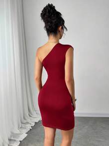 Firerie Váy ngắn ôm sát đính hạt thanh lịch dành cho nữ, mùa hè - Màu Đỏ Sâu - Xem 2