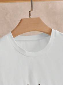 Mainfolk Men's Casual Loose Fit Round Neck Short Sleeve T-Shirt With Geometric Deer Embroidery, Graphic Tee - White - View 8