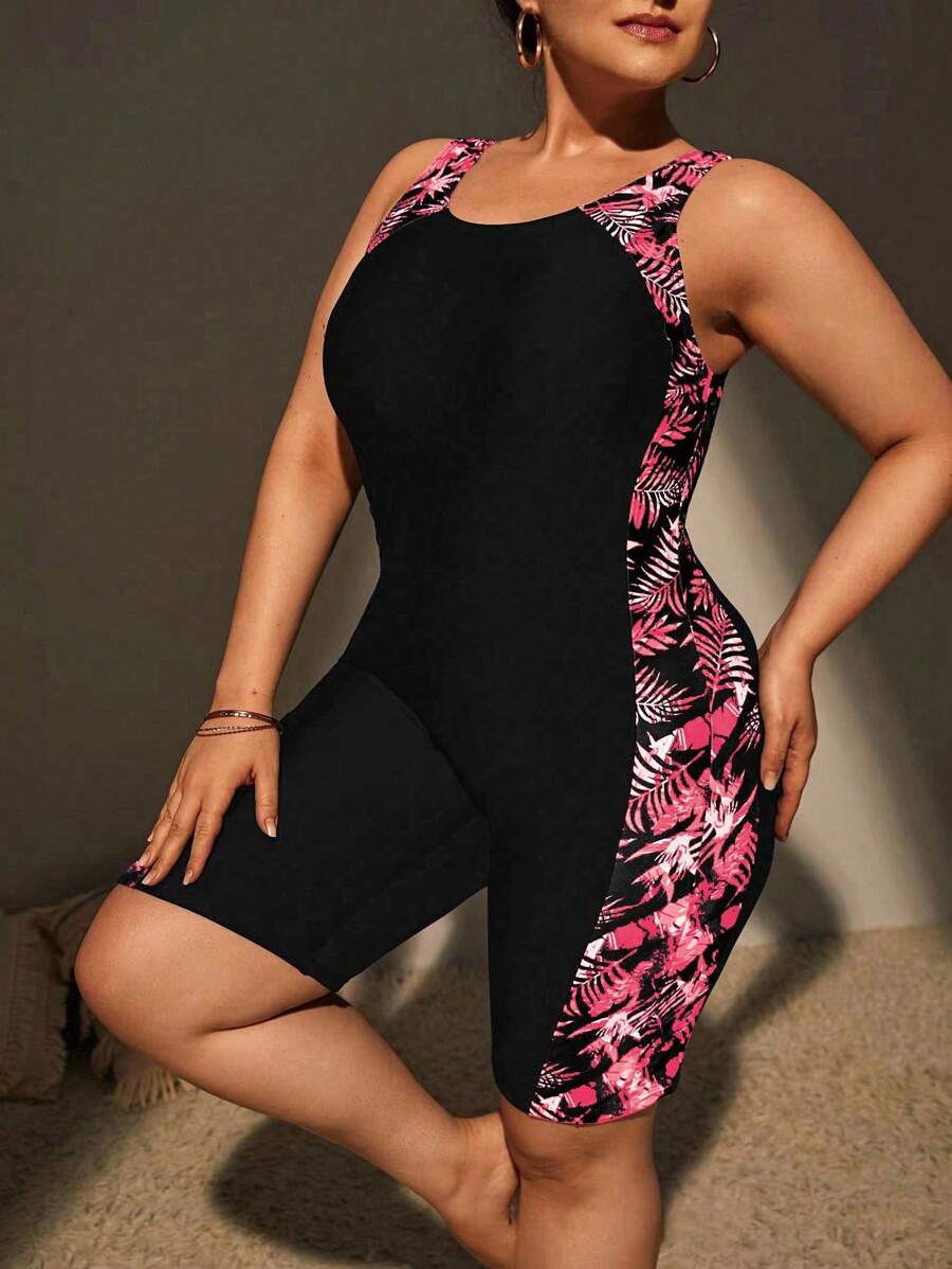 Swim Lushoire 大码度假风格花卉印花连体泳衣 - 彩色 - 查看 1