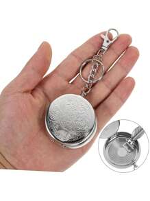 1pc Sunflower/ Wealth Blossom Portable Ashtray, Pocket Watch Style Metal Ashtray, Keychain Style Mini Ashtray