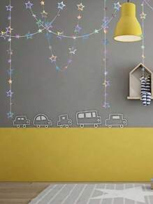 3.7 米 12.1 英尺闪光纸横幅生日派对装饰第一个 1 岁生日银星花环成人婚礼婴儿洗礼毕业新年装饰派对装饰挂饰闪光激光切割星形镂空星星可立即用于生日婚礼节日用品 - 銀色 - 查看 2