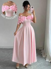 Elenzga Váy lưới thêu họa tiết bướm phong cách Bohemian giản dị thanh lịch cho kỳ nghỉ xuân/hè dành cho nữ - Hồng - Xem 1