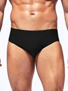 Manfinity KASUA 男士纯色修身泳裤、休闲短裤 - 黑色 - 查看 5