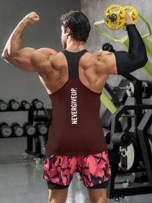 Manfinity Sport Corelite 男士撞色拼布字母图案圆领休闲运动背心