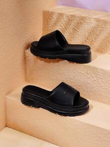 HighSole Damen Plateau-Pantoffeln, Outdoor-Sommer-Mode rutschfeste und strapazierfähige Keil-Sandalen für den Strand, Großhandel - Schwarz - Übersicht 9