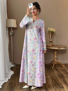 Yasmyna 浪漫花卉蕾丝拼接宽松时尚女式连衣裙 - 彩色 - 查看 5