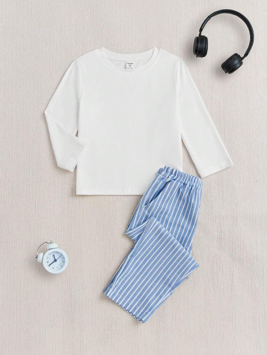 Comfortable Long Sleeve & Long Pants Pajama Set, Toddler Boys Home Wear