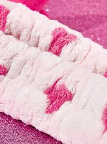 THE POWERPUFF GIRLS X SHEIN 1 件花朵、泡泡、毛茛刺绣柔软蝴蝶结头带，浴室和淋浴头带，适合洗脸和化妆，粉色发带 - 粉色 - 查看 7